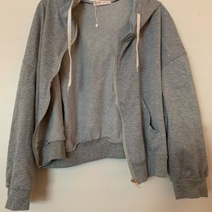 cropped grey zip up